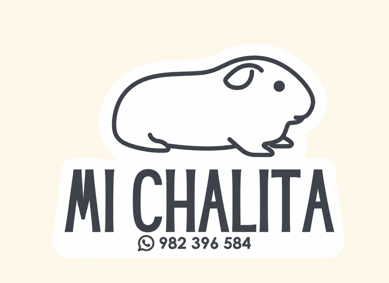 Mi Chalita, logo con cuy y WhatsApp 982 396 584